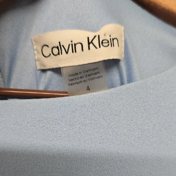 Calvin Klein Light Blue Ruffle Wrap Midi Dress - Picture 2 of 7